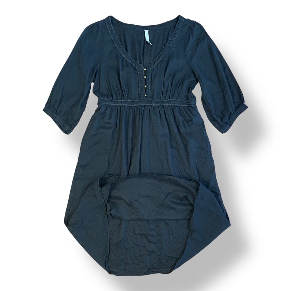 Old Navy Black Cotton Dress Women’s Small Empire Waist Knee Length Pockets - Picture 7 of 11